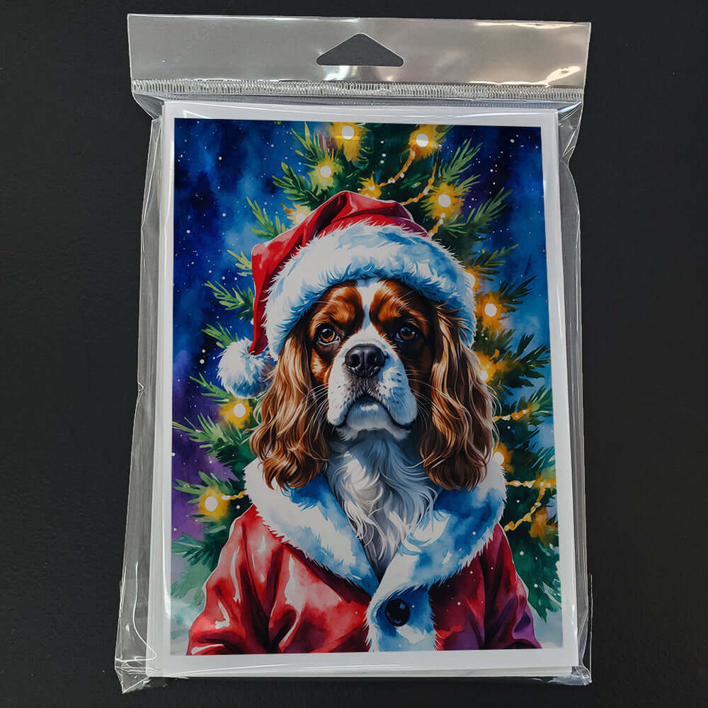 Cavalier Spaniel Christmas Greeting Cards Pack of 8 Blank Cards with Envelopes Whimsical A7 Size 5x7