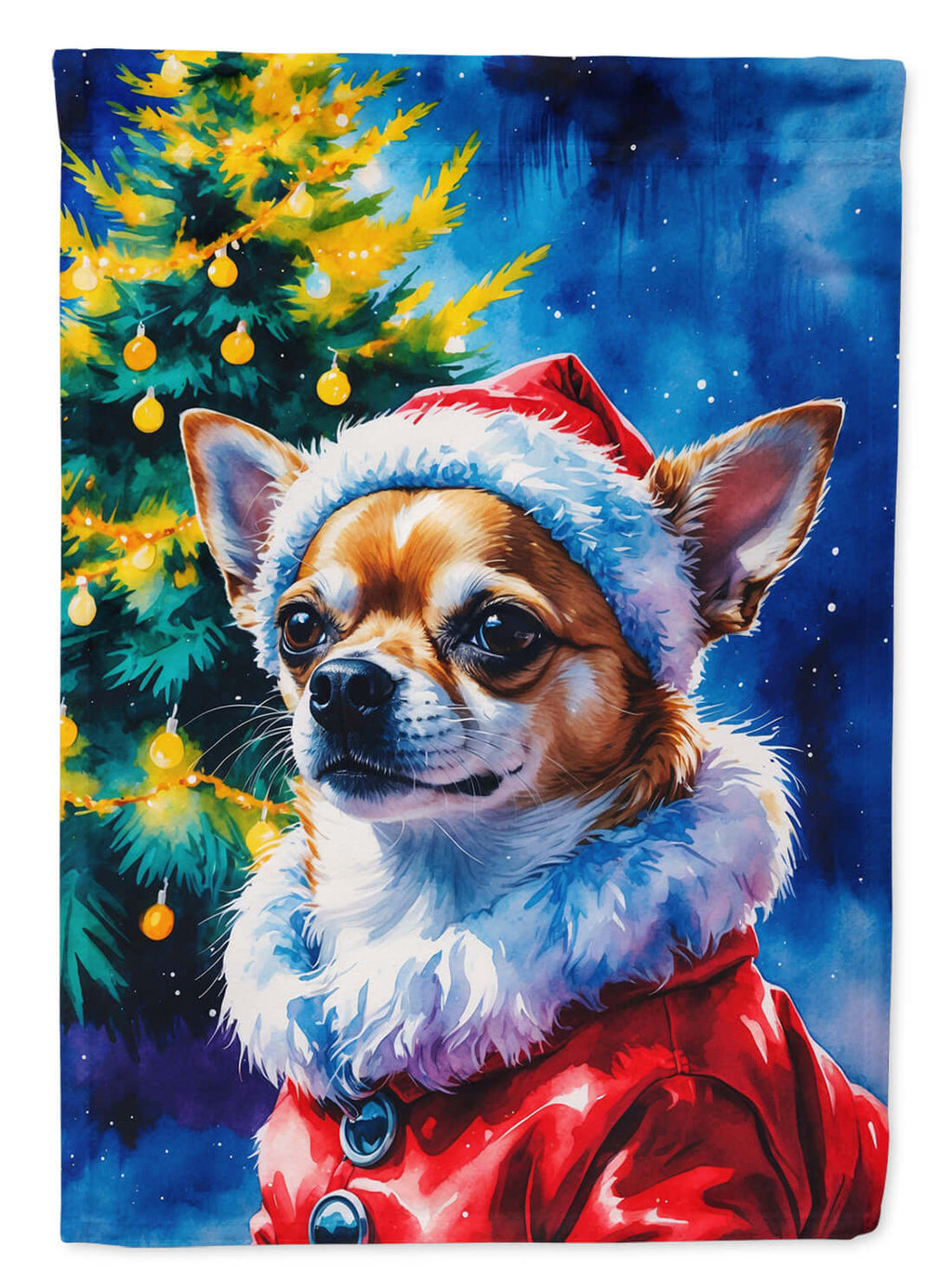 Chihuahua Christmas House Flag 28x40 Porch Sleeve Pole Decorative Outside Yard Banner Artwork Wall Hanging, Polyester