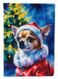 Chihuahua Christmas House Flag 28x40 Porch Sleeve Pole Decorative Outside Yard Banner Artwork Wall Hanging, Polyester