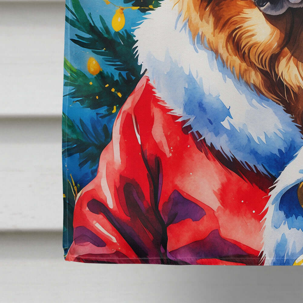 Chow Chow Christmas House Flag 28x40 Porch Sleeve Pole Decorative Outside Yard Banner Artwork Wall Hanging, Polyester