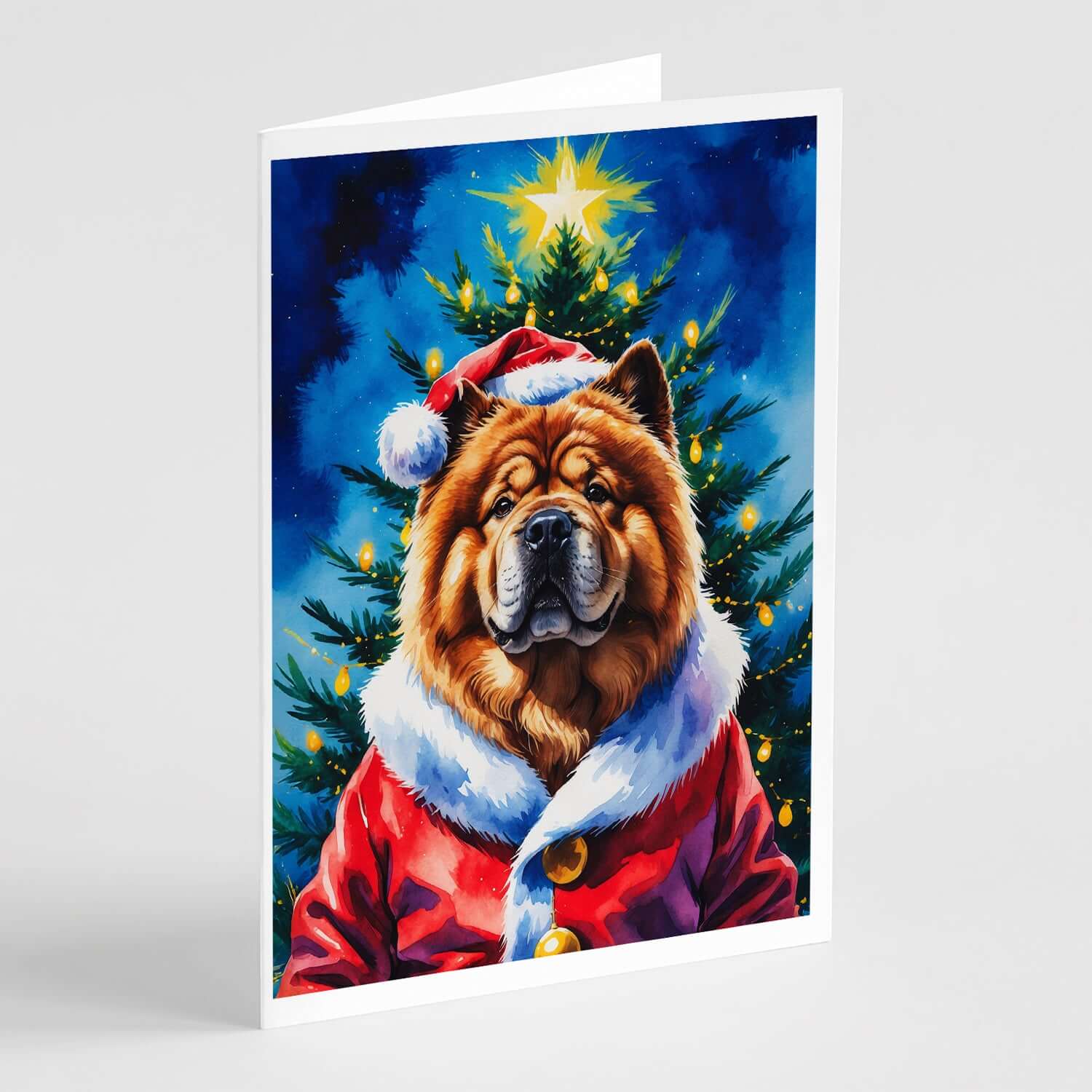 Chow Chow Christmas Greeting Cards Pack of 8 Blank Cards with Envelopes Whimsical A7 Size 5x7