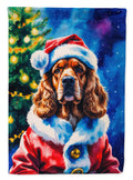 Cocker Spaniel Christmas House Flag 28x40 Porch Sleeve Pole Decorative Outside Yard Banner Artwork Wall Hanging, Polyester