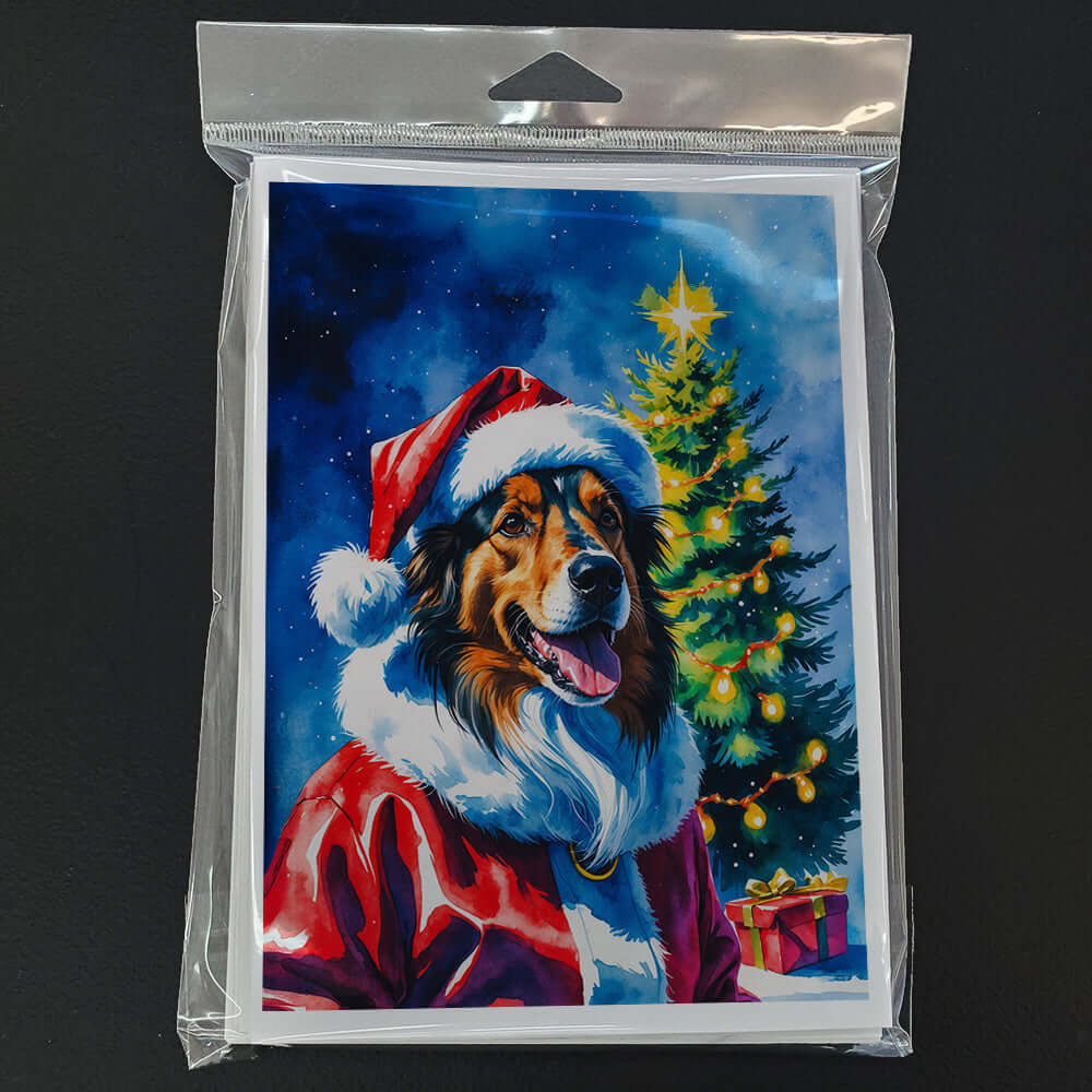 Collie Christmas Greeting Cards Pack of 8 Blank Cards with Envelopes Whimsical A7 Size 5x7
