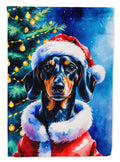 Dachshund Christmas House Flag 28x40 Porch Sleeve Pole Decorative Outside Yard Banner Artwork Wall Hanging, Polyester