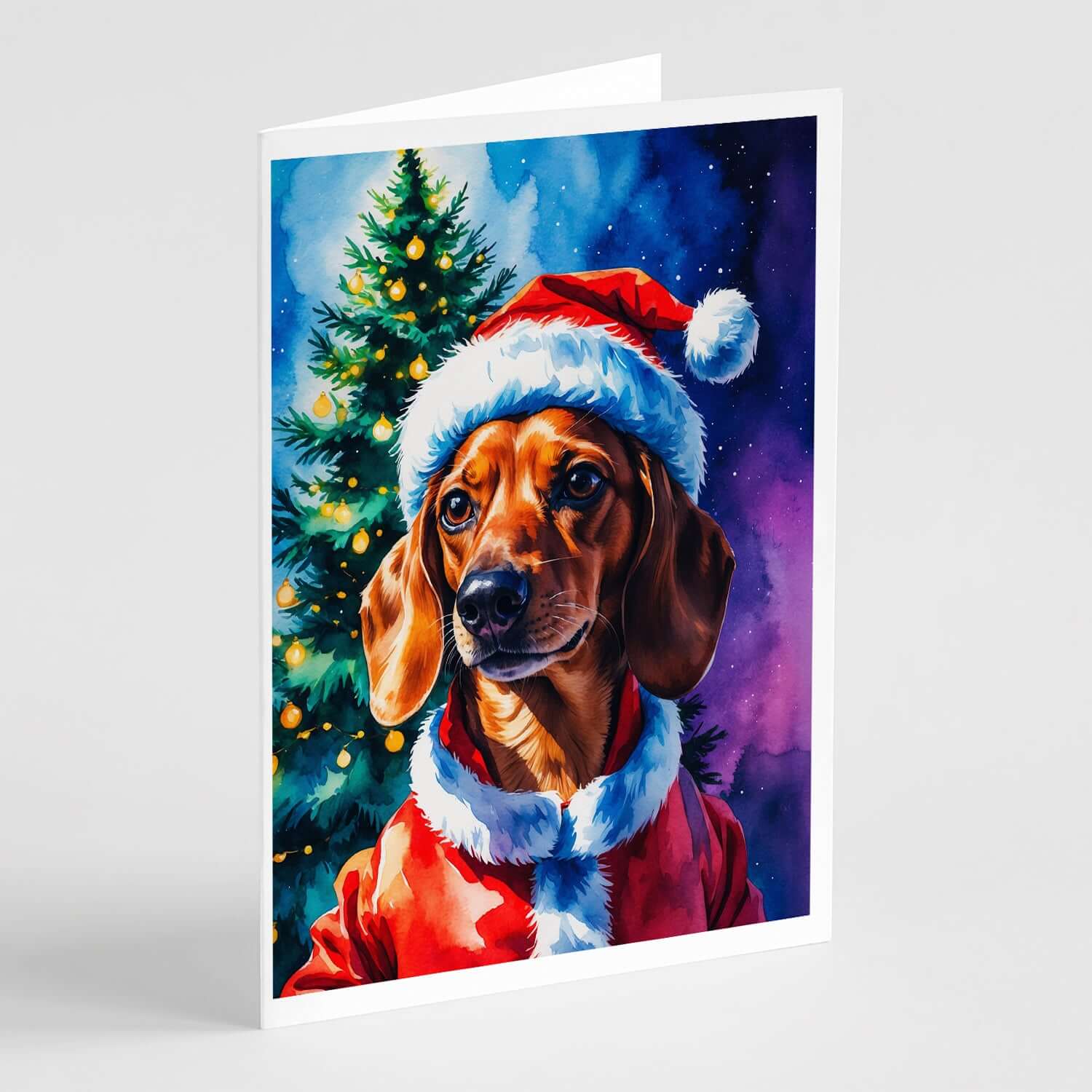 Red Dachshund Christmas Greeting Cards Pack of 8 Blank Cards with Envelopes Whimsical A7 Size 5x7