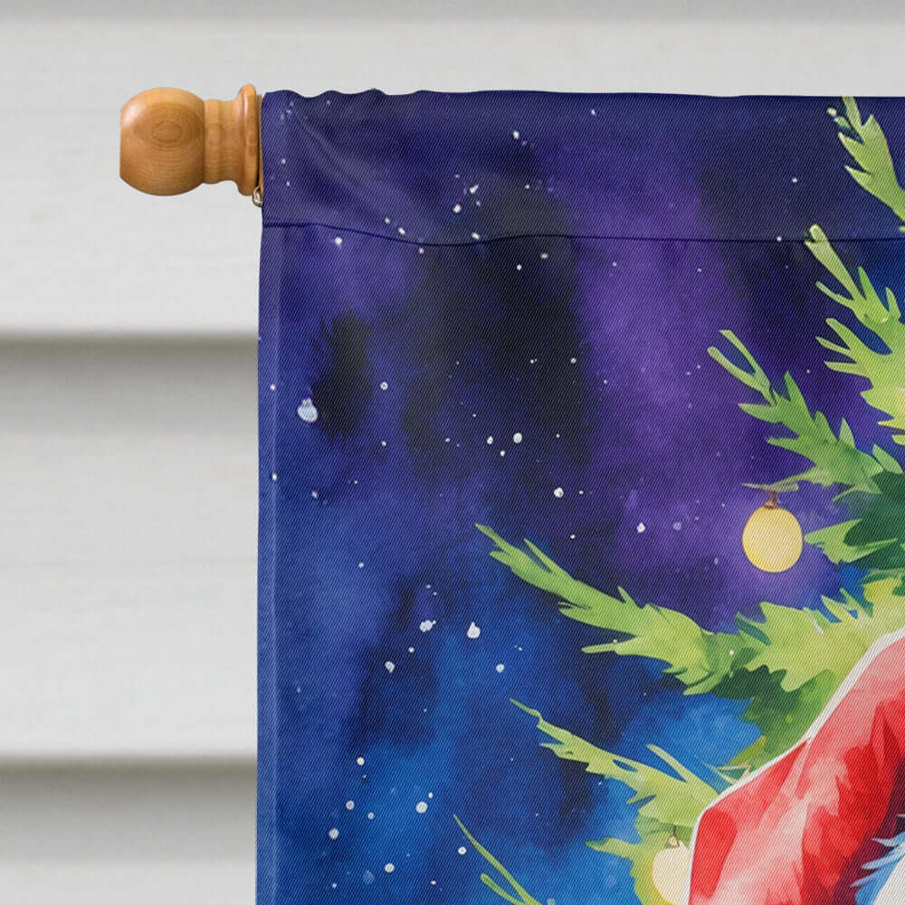 Doberman Pinscher Christmas House Flag 28x40 Porch Sleeve Pole Decorative Outside Yard Banner Artwork Wall Hanging, Polyester
