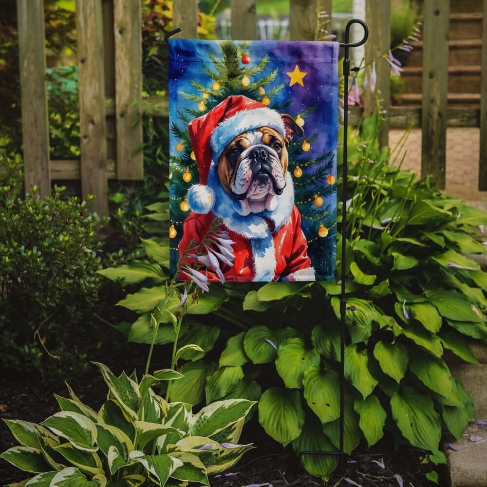 English Bulldog Christmas Garden Flag Mailbox Decorative Yard Banner Outside Patio Artwork for Flower Beds, Garden Size, Multicolor