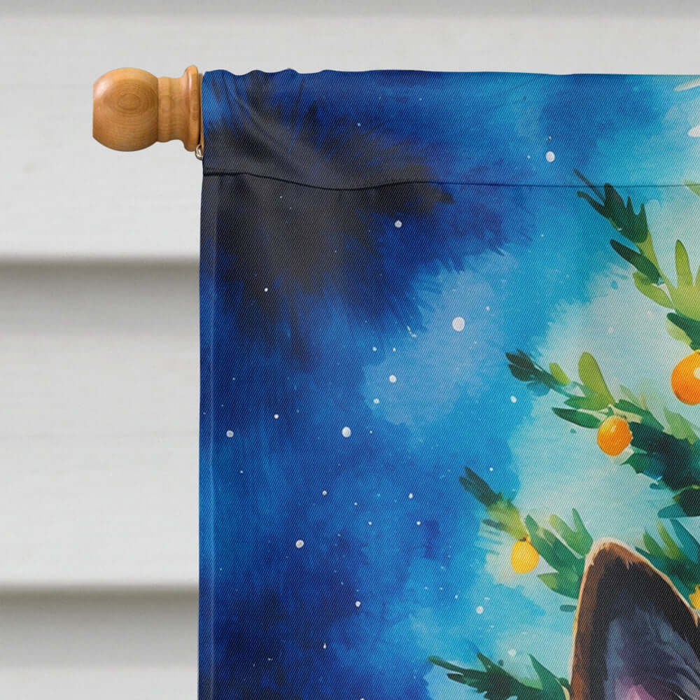 German Shepherd Christmas House Flag 28x40 Porch Sleeve Pole Decorative Outside Yard Banner Artwork Wall Hanging, Polyester