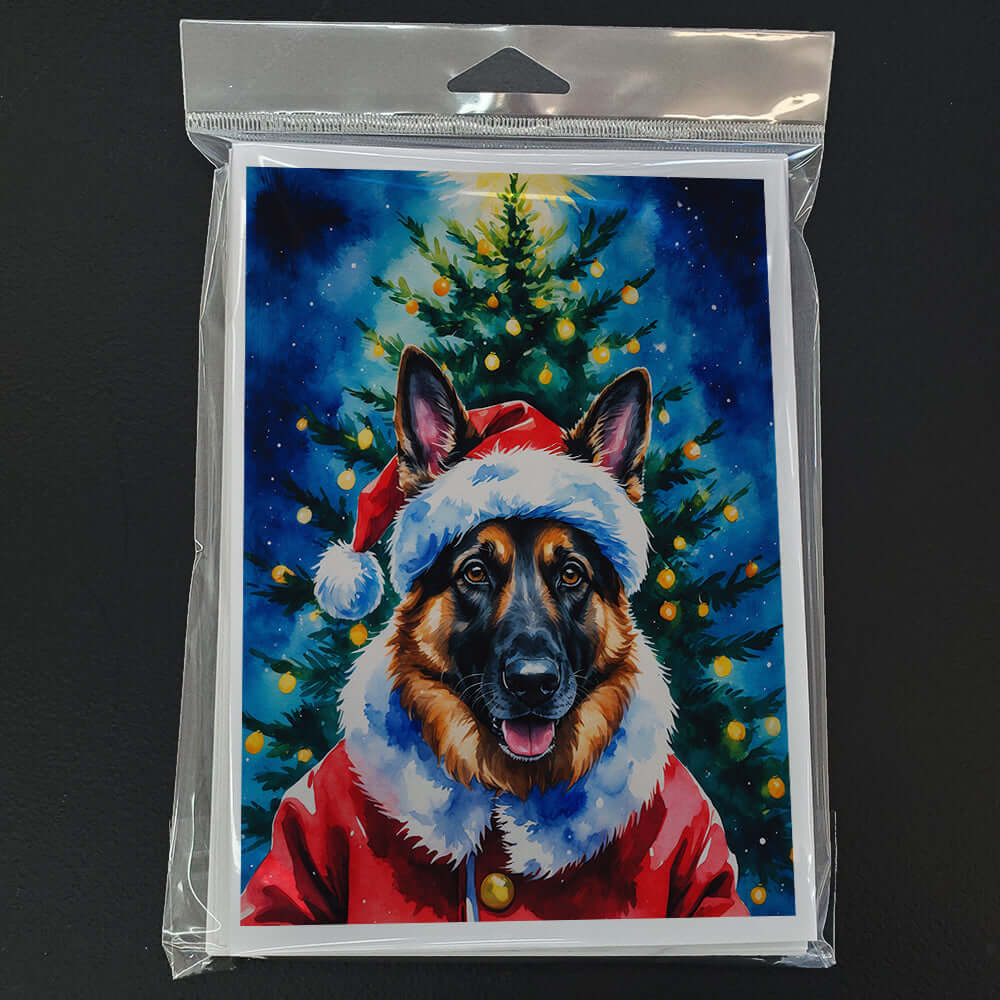 German Shepherd Christmas Greeting Cards Pack of 8 Blank Cards with Envelopes Whimsical A7 Size 5x7