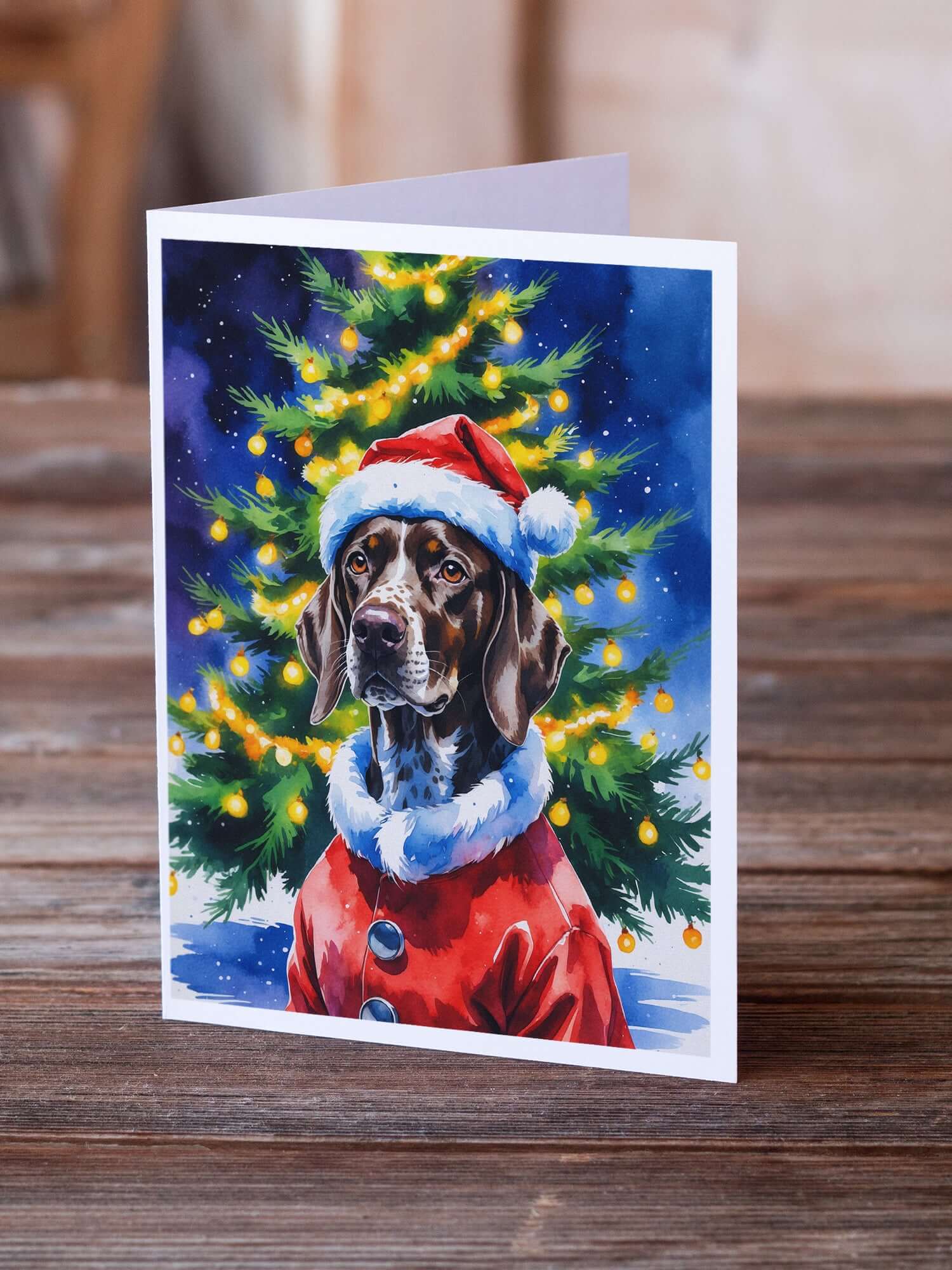 German Shorthaired Pointer Christmas Greeting Cards Pack of 8 Blank Cards with Envelopes Whimsical A7 Size 5x7