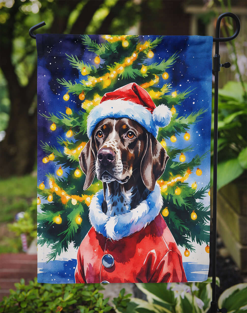German Shorthaired Pointer Christmas Garden Flag Mailbox Decorative Yard Banner Outside Patio Artwork for Flower Beds, Garden Size, Multicolor