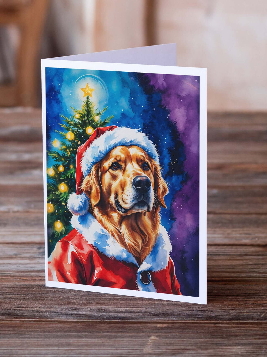 Golden Retriever Christmas Greeting Cards Pack of 8 Blank Cards with Envelopes Whimsical A7 Size 5x7