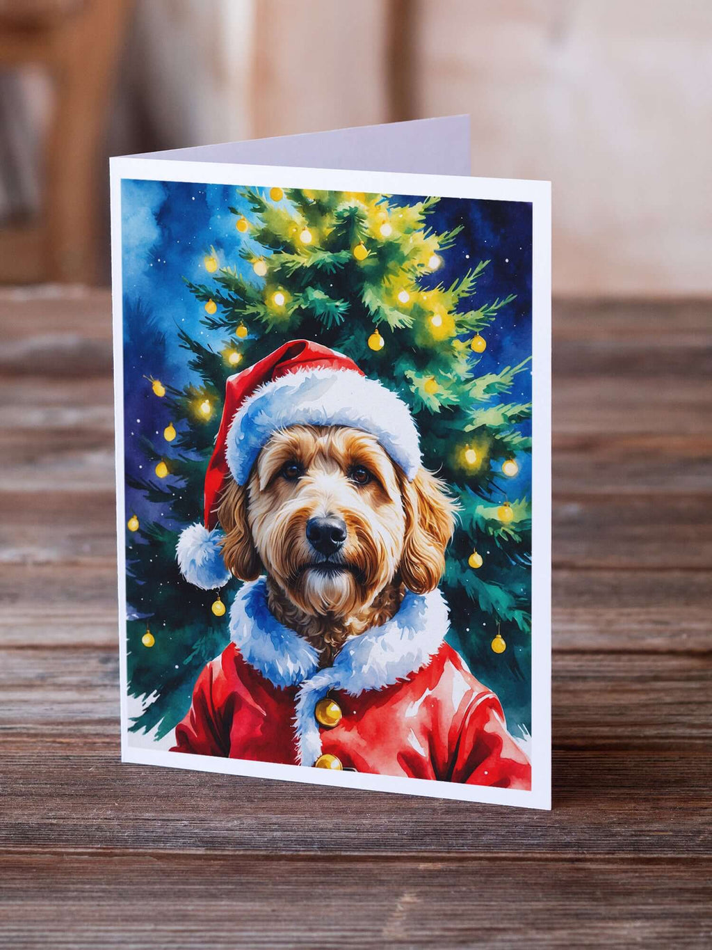 Goldendoodle Christmas Greeting Cards Pack of 8 Blank Cards with Envelopes Whimsical A7 Size 5x7