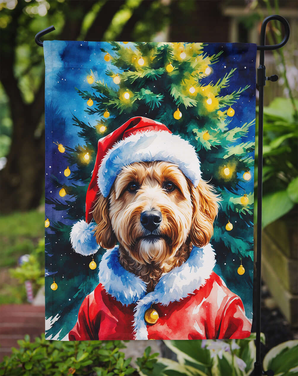Goldendoodle Christmas Garden Flag Mailbox Decorative Yard Banner Outside Patio Artwork for Flower Beds, Garden Size, Multicolor