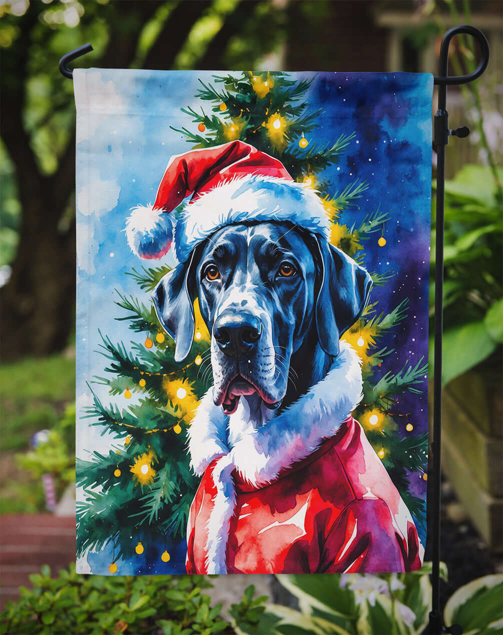 Great Dane Christmas Garden Flag Mailbox Decorative Yard Banner Outside Patio Artwork for Flower Beds, Garden Size, Multicolor