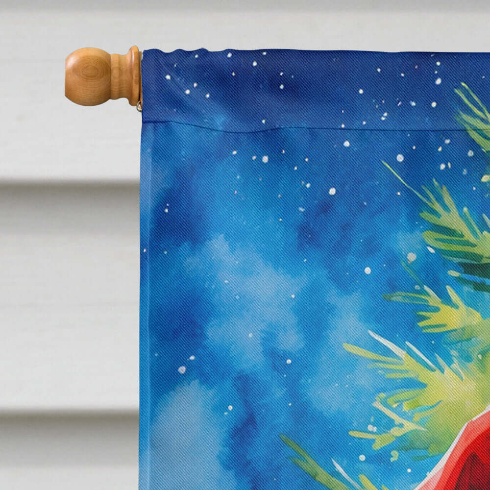 Jack Russell Terrier Christmas House Flag 28x40 Porch Sleeve Pole Decorative Outside Yard Banner Artwork Wall Hanging, Polyester