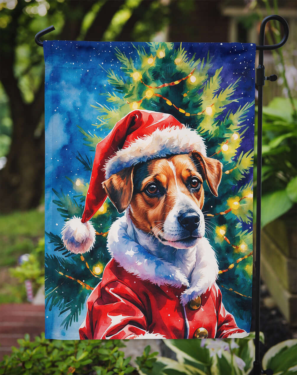 Jack Russell Terrier Christmas Garden Flag Mailbox Decorative Yard Banner Outside Patio Artwork for Flower Beds, Garden Size, Multicolor