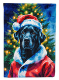 Black Labrador Retriever Christmas House Flag 28x40 Porch Sleeve Pole Decorative Outside Yard Banner Artwork Wall Hanging, Polyester