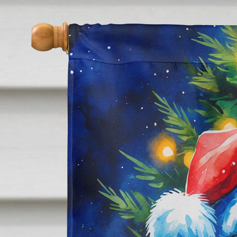 Black Labrador Retriever Christmas House Flag 28x40 Porch Sleeve Pole Decorative Outside Yard Banner Artwork Wall Hanging, Polyester