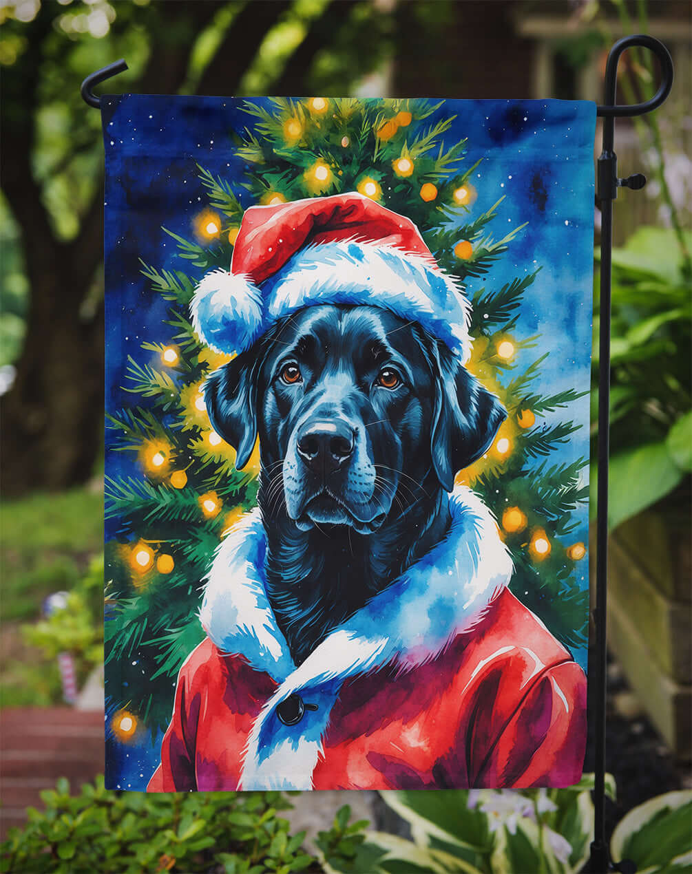Black Labrador Retriever Christmas Garden Flag Mailbox Decorative Yard Banner Outside Patio Artwork for Flower Beds, Garden Size, Multicolor
