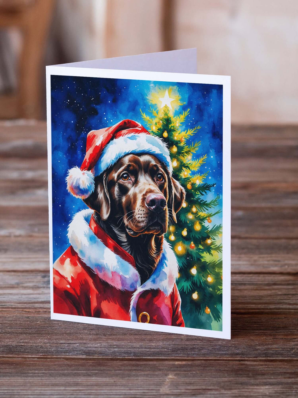 Chocolate Labrador Retriever Christmas Greeting Cards Pack of 8 Blank Cards with Envelopes Whimsical A7 Size 5x7