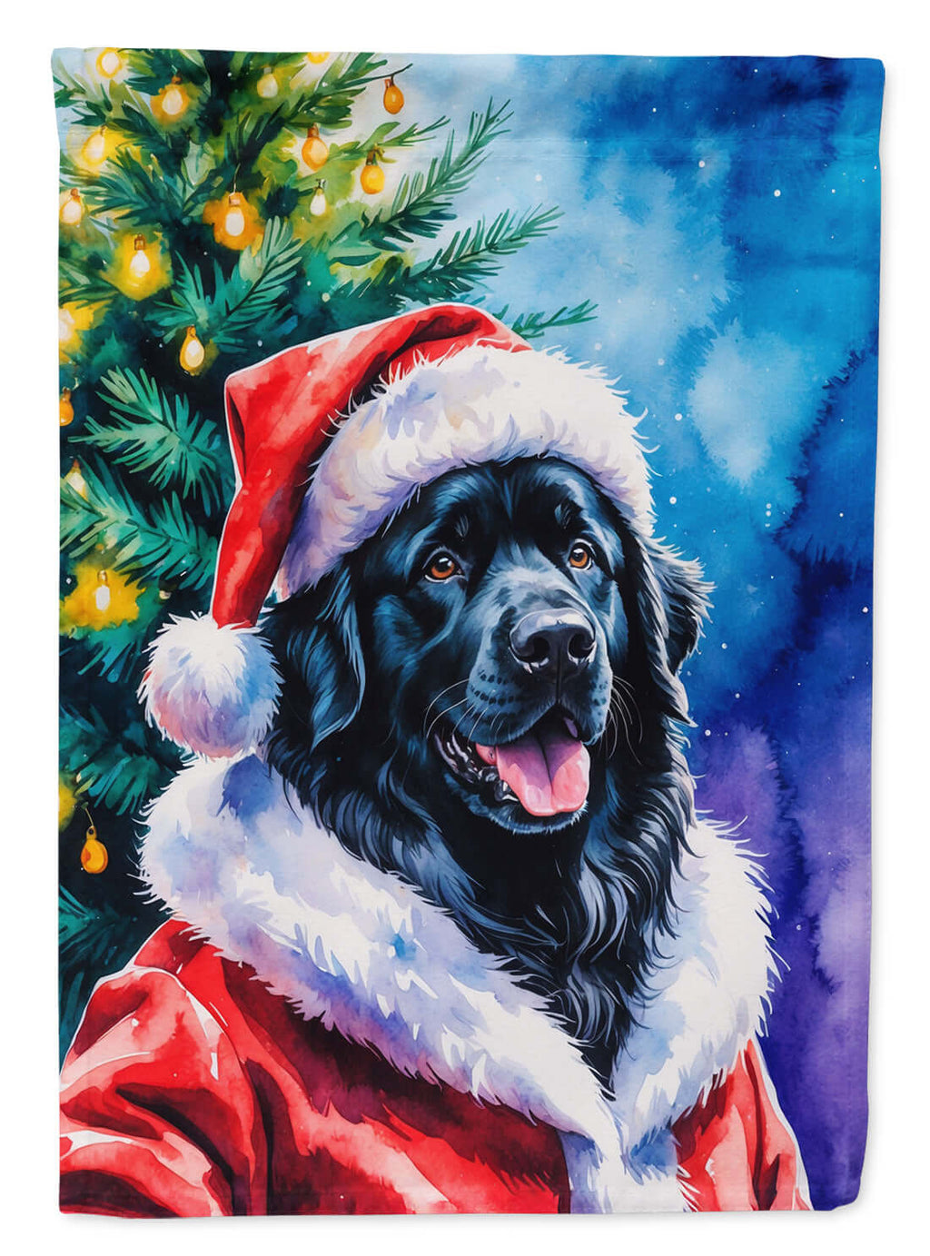 Black Newfoundland Christmas Garden Flag Mailbox Decorative Yard Banner Outside Patio Artwork for Flower Beds, Garden Size, Multicolor