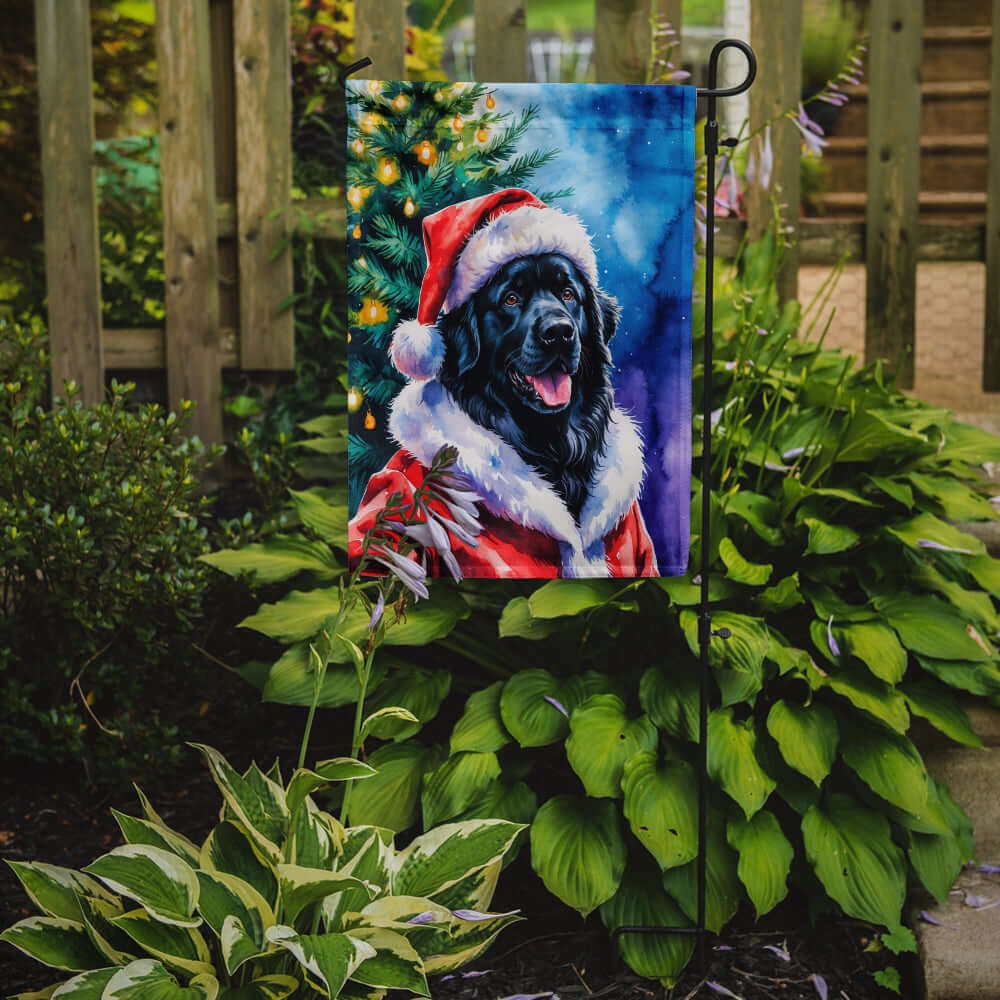 Black Newfoundland Christmas Garden Flag Mailbox Decorative Yard Banner Outside Patio Artwork for Flower Beds, Garden Size, Multicolor