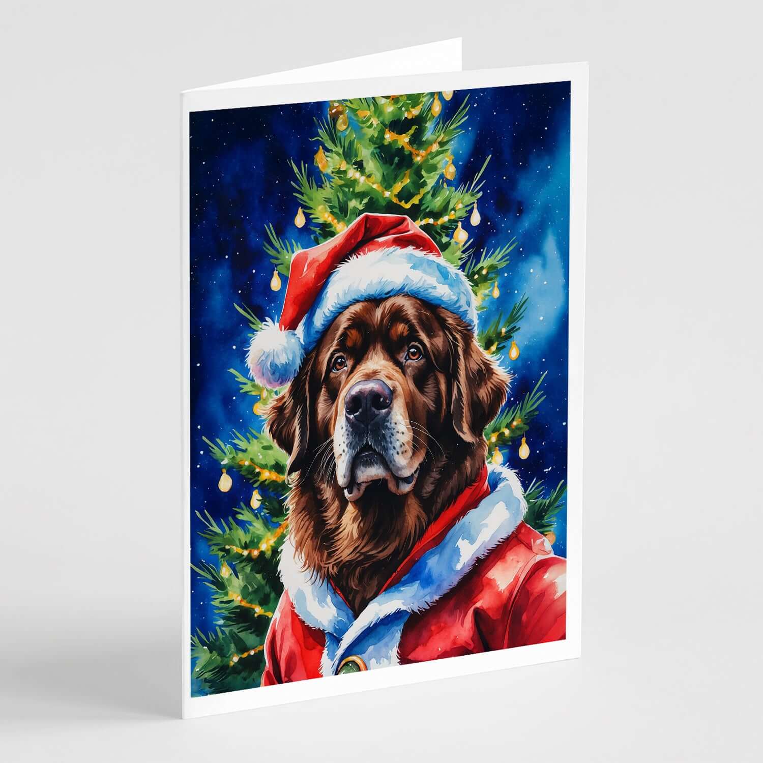 Chocolate Newfoundland Christmas Greeting Cards Pack of 8 Blank Cards with Envelopes Whimsical A7 Size 5x7