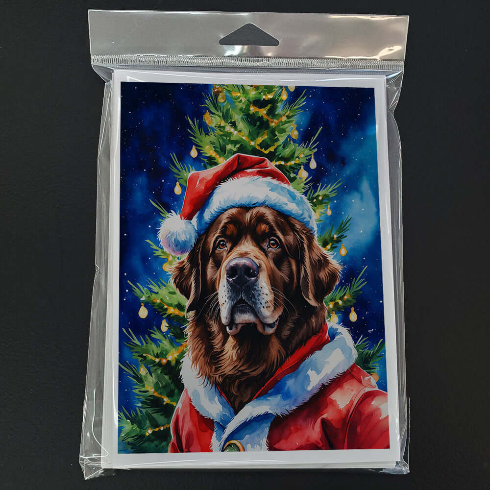 Chocolate Newfoundland Christmas Greeting Cards Pack of 8 Blank Cards with Envelopes Whimsical A7 Size 5x7