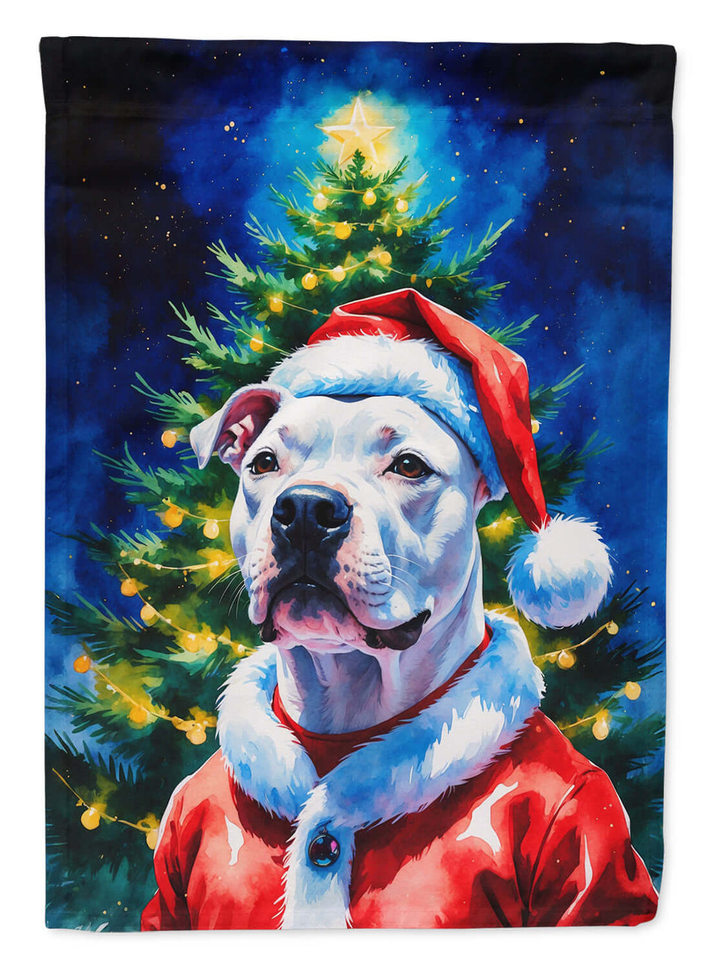 White Pit Bull Terrier Christmas Garden Flag Mailbox Decorative Yard Banner Outside Patio Artwork for Flower Beds, Garden Size, Multicolor