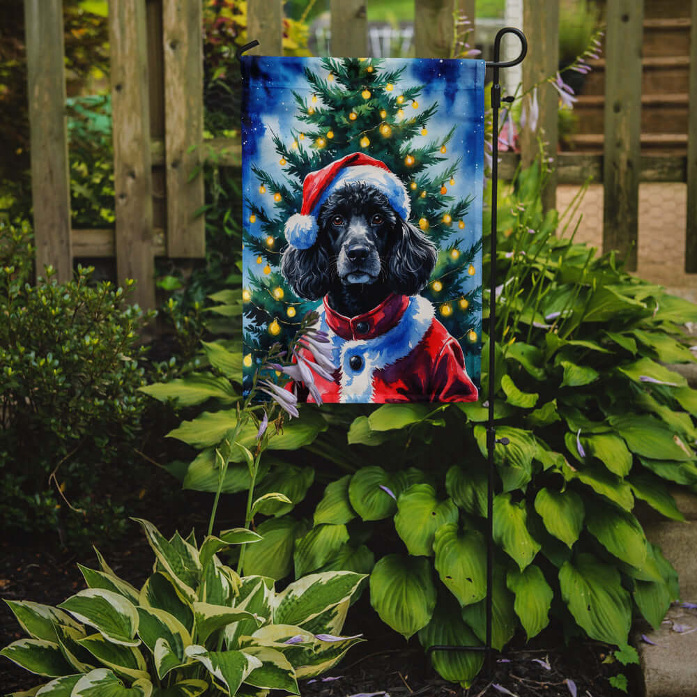 Black Poodle Christmas Garden Flag Mailbox Decorative Yard Banner Outside Patio Artwork for Flower Beds, Garden Size, Multicolor