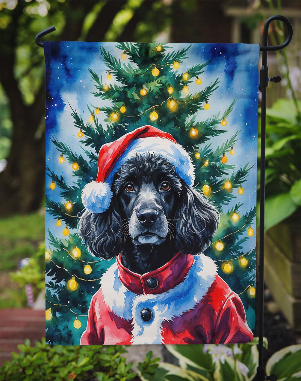 Black Poodle Christmas Garden Flag Mailbox Decorative Yard Banner Outside Patio Artwork for Flower Beds, Garden Size, Multicolor