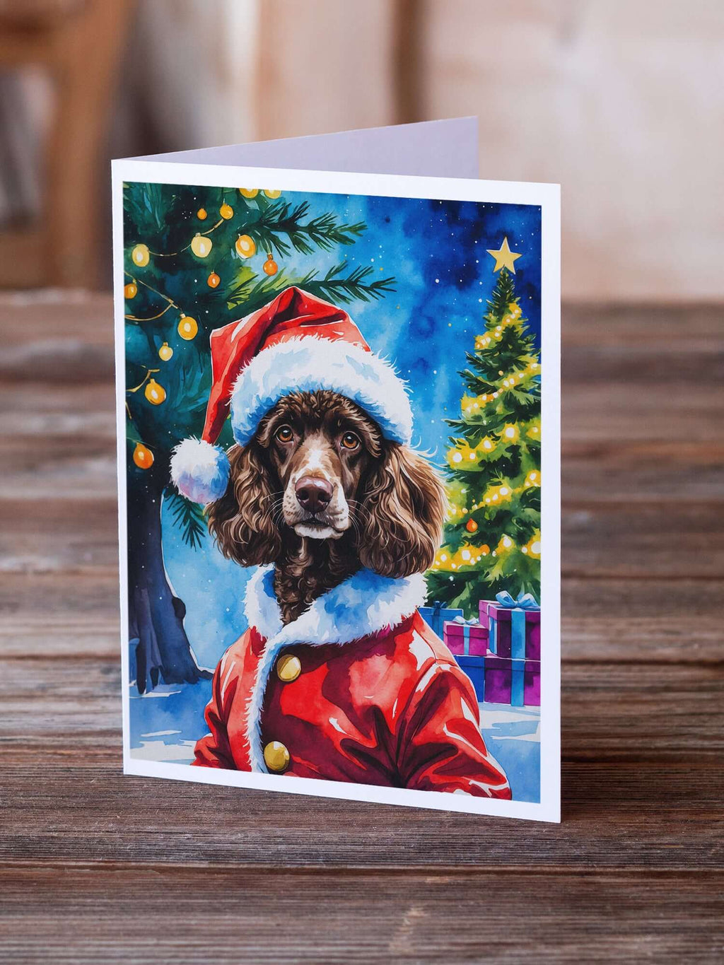 Chocolate Poodle Christmas Greeting Cards Pack of 8 Blank Cards with Envelopes Whimsical A7 Size 5x7
