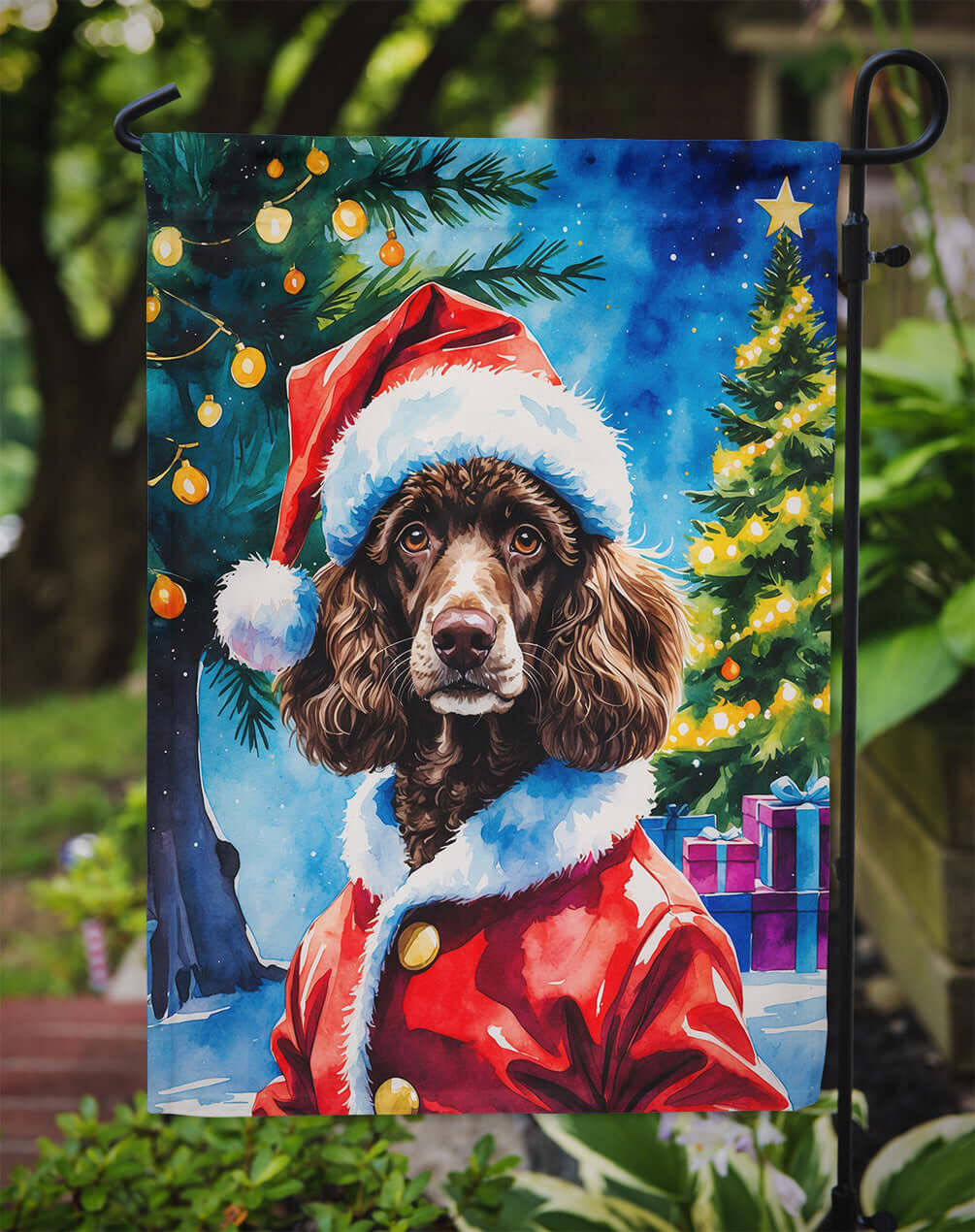 Chocolate Poodle Christmas Garden Flag Mailbox Decorative Yard Banner Outside Patio Artwork for Flower Beds, Garden Size, Multicolor