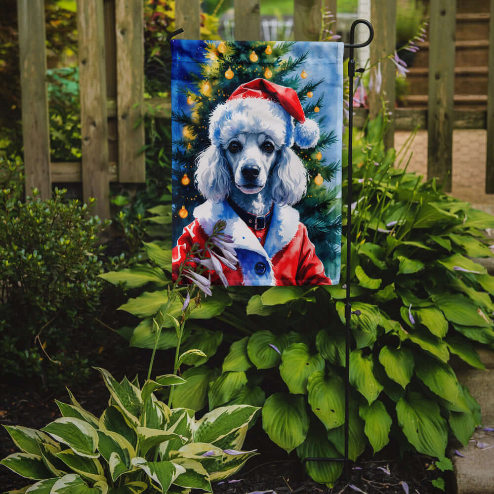White Poodle Christmas Garden Flag Mailbox Decorative Yard Banner Outside Patio Artwork for Flower Beds, Garden Size, Multicolor