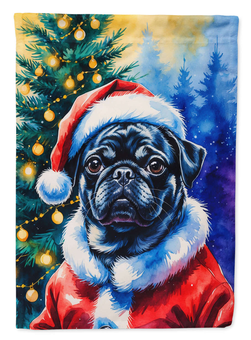 Black Pug Christmas Garden Flag Mailbox Decorative Yard Banner Outside Patio Artwork for Flower Beds, Garden Size, Multicolor