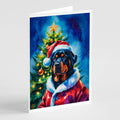 Rottweiler Christmas Greeting Cards Pack of 8 Blank Cards with Envelopes Whimsical A7 Size 5x7