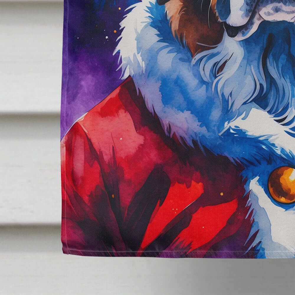 Saint Bernard Christmas House Flag 28x40 Porch Sleeve Pole Decorative Outside Yard Banner Artwork Wall Hanging, Polyester