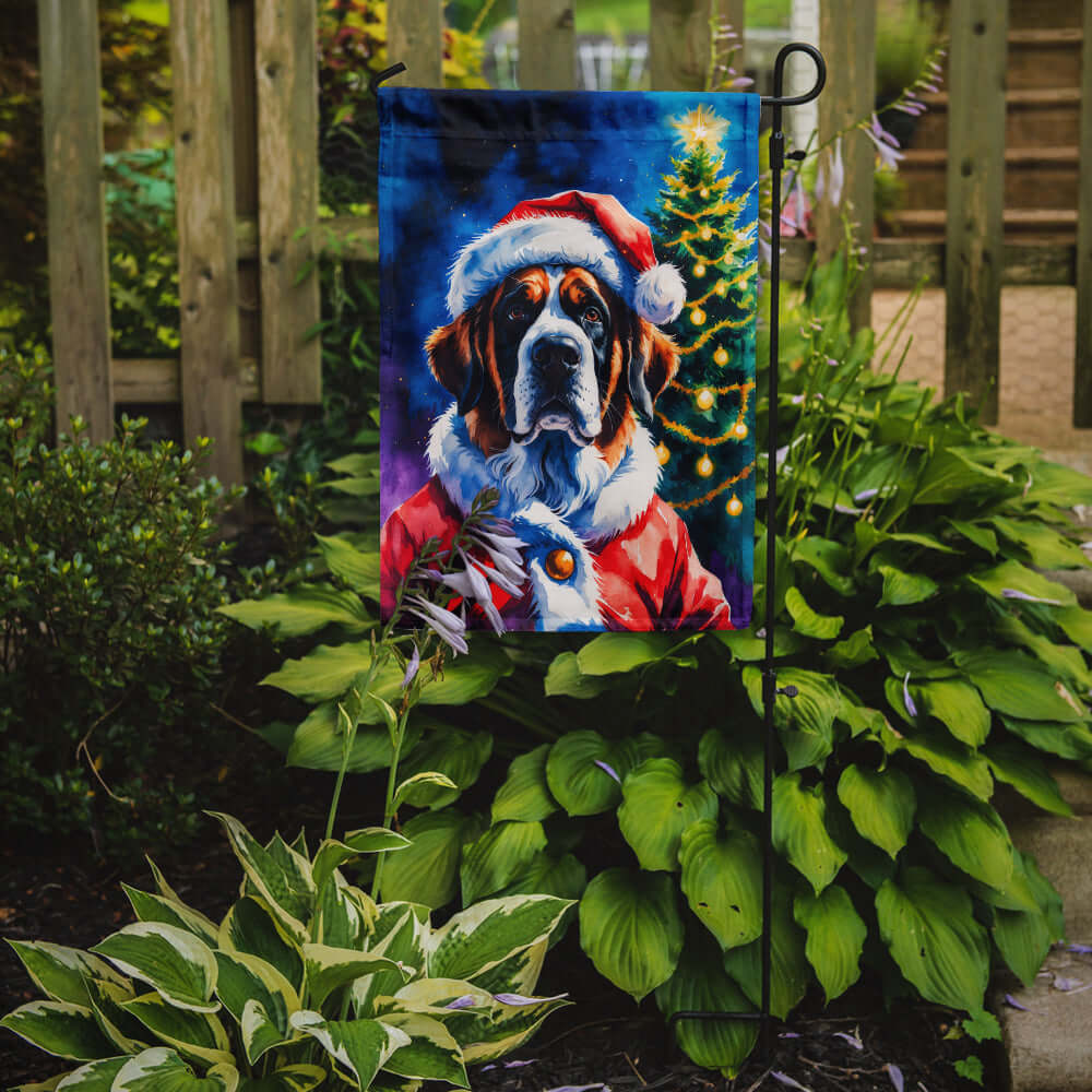 Saint Bernard Christmas Garden Flag Mailbox Decorative Yard Banner Outside Patio Artwork for Flower Beds, Garden Size, Multicolor