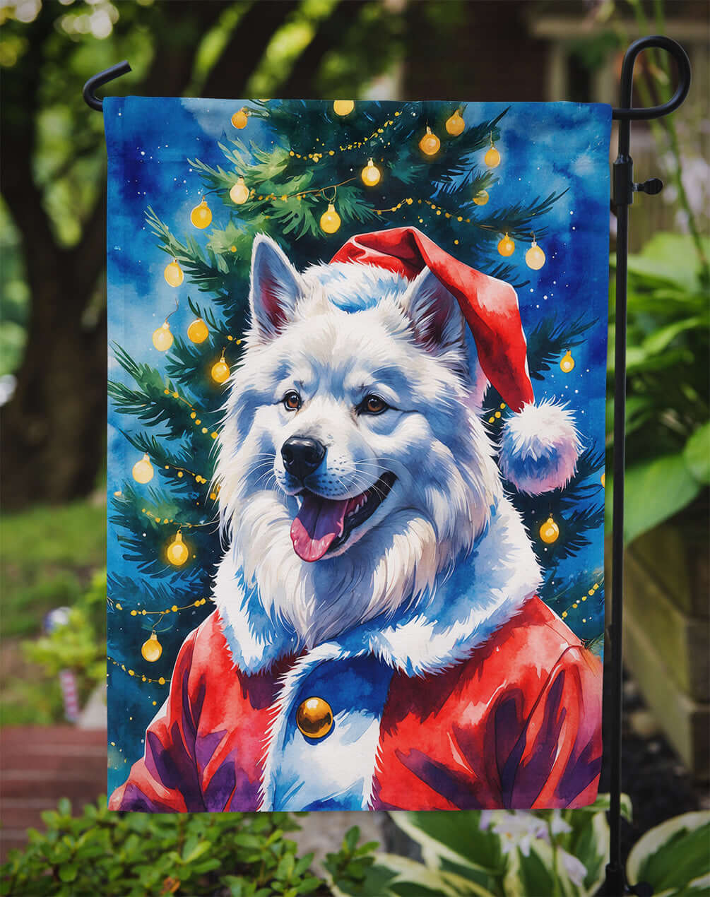 Samoyed Christmas Garden Flag Mailbox Decorative Yard Banner Outside Patio Artwork for Flower Beds, Garden Size, Multicolor