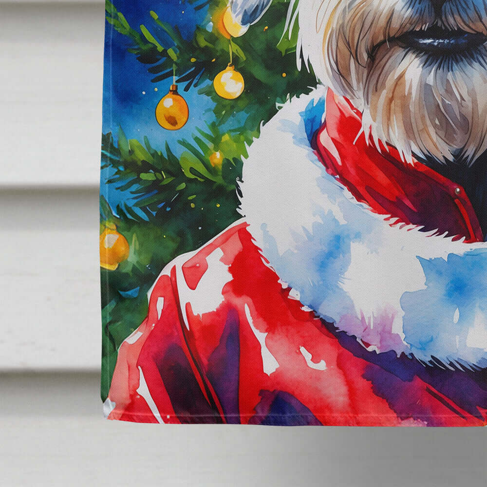 Schnauzer Christmas House Flag 28x40 Porch Sleeve Pole Decorative Outside Yard Banner Artwork Wall Hanging, Polyester