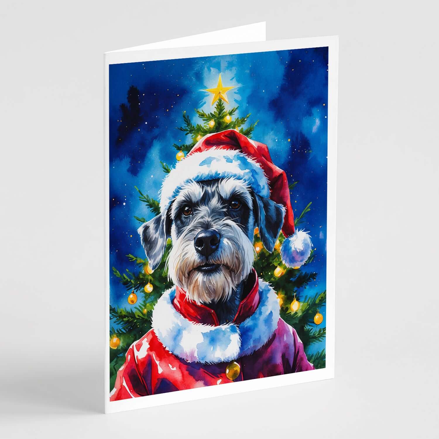 Schnauzer Christmas Greeting Cards Pack of 8 Blank Cards with Envelopes Whimsical A7 Size 5x7