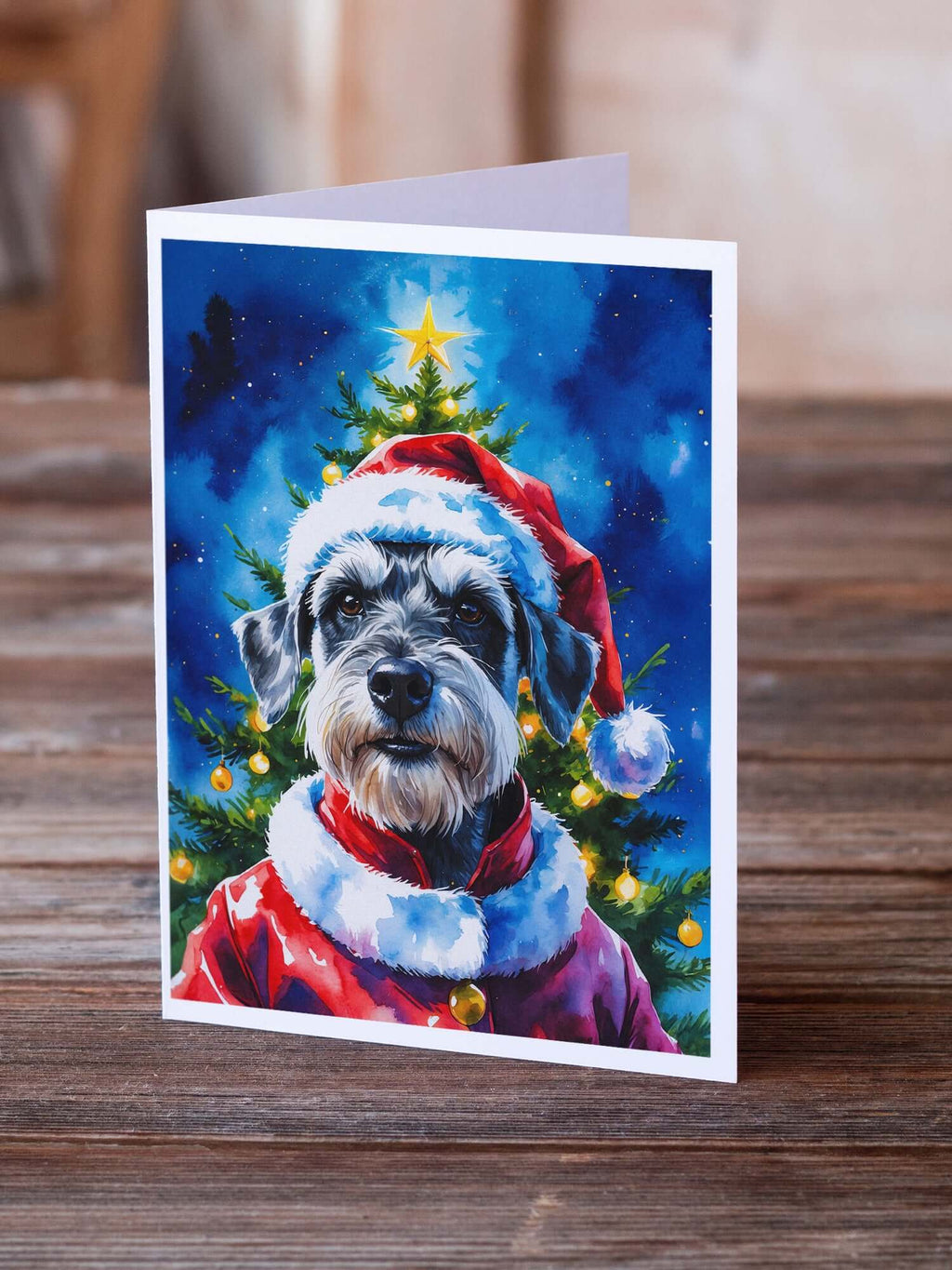 Schnauzer Christmas Greeting Cards Pack of 8 Blank Cards with Envelopes Whimsical A7 Size 5x7