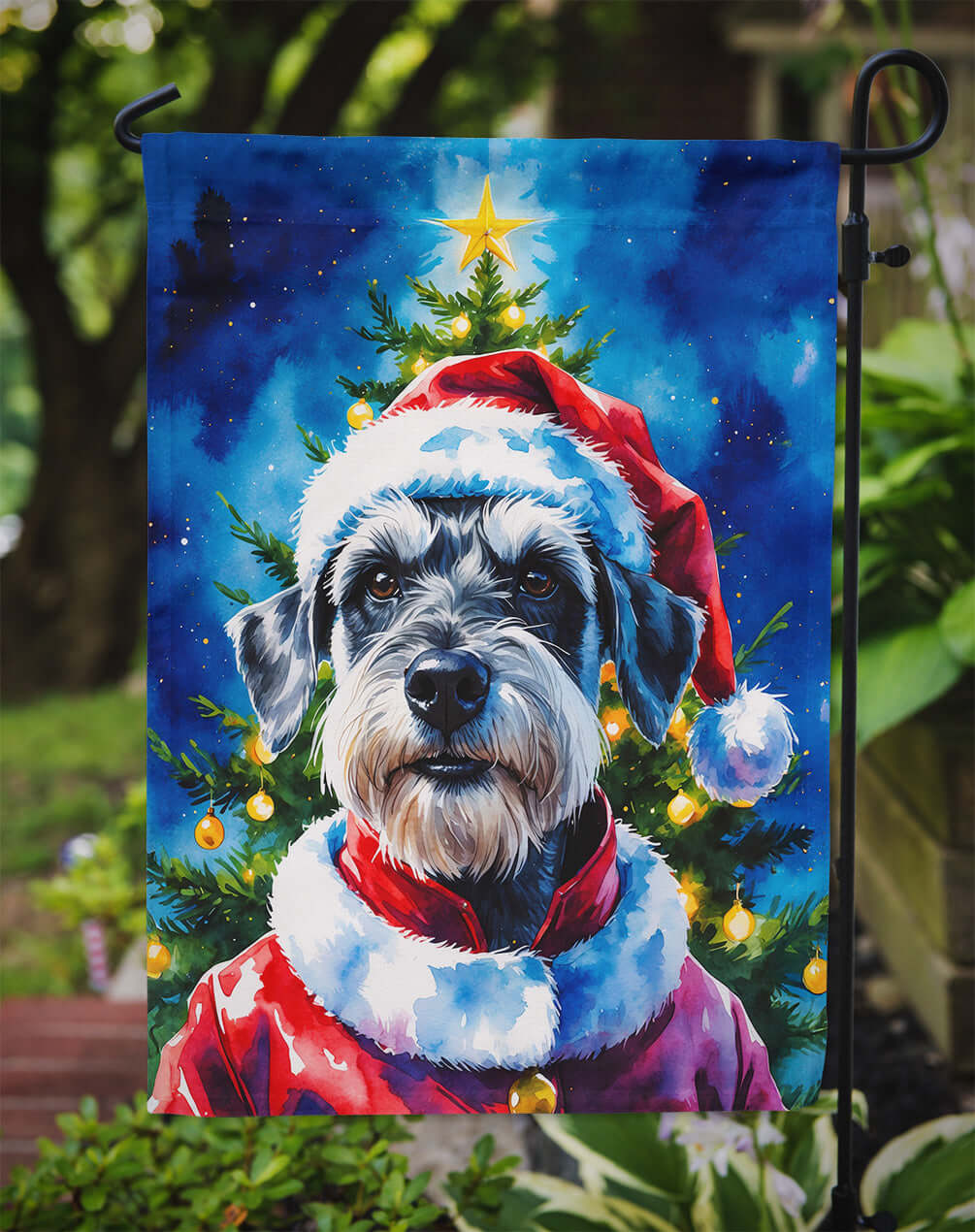 Schnauzer Christmas Garden Flag Mailbox Decorative Yard Banner Outside Patio Artwork for Flower Beds, Garden Size, Multicolor