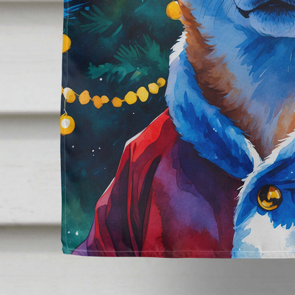 Shiba Inu Christmas House Flag 28x40 Porch Sleeve Pole Decorative Outside Yard Banner Artwork Wall Hanging, Polyester