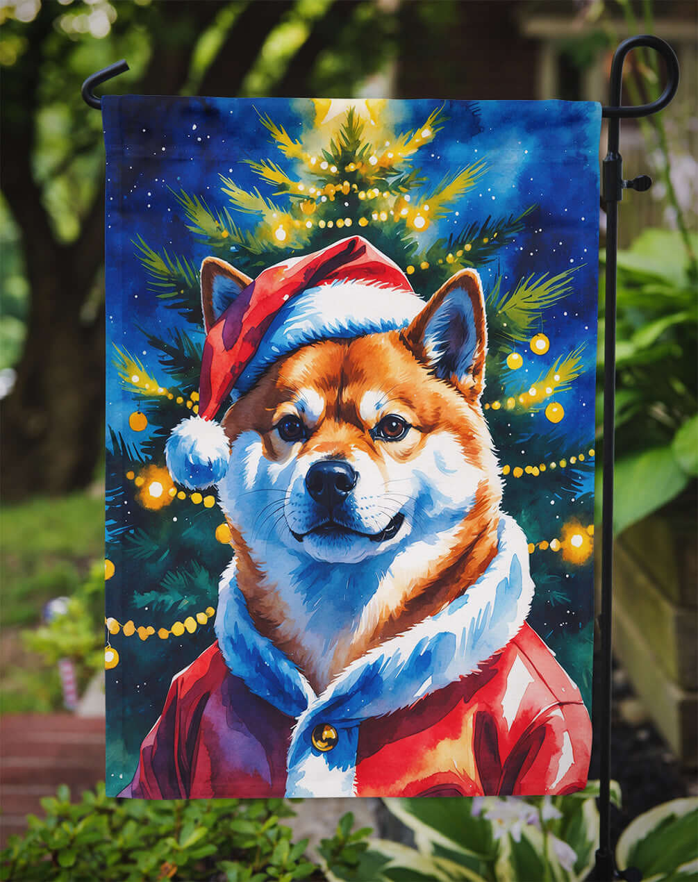 Shiba Inu Christmas Garden Flag Mailbox Decorative Yard Banner Outside Patio Artwork for Flower Beds, Garden Size, Multicolor
