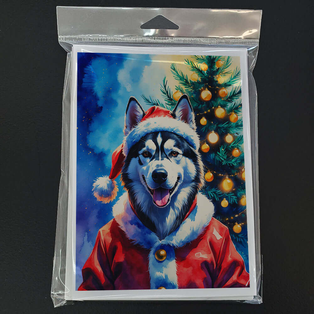 Siberian Husky Christmas Greeting Cards Pack of 8 Blank Cards with Envelopes Whimsical A7 Size 5x7