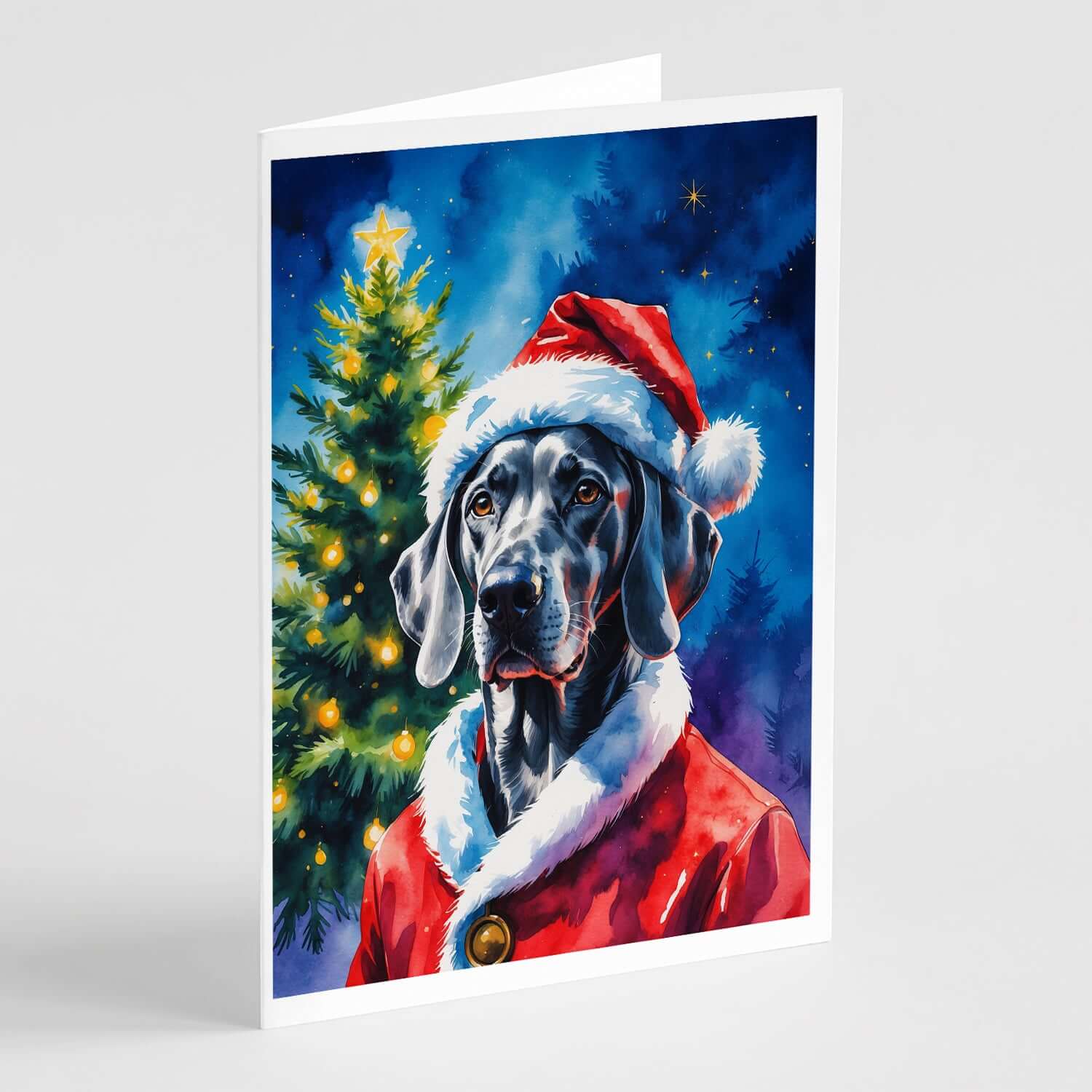 Weimaraner Christmas Greeting Cards Pack of 8 Blank Cards with Envelopes Whimsical A7 Size 5x7
