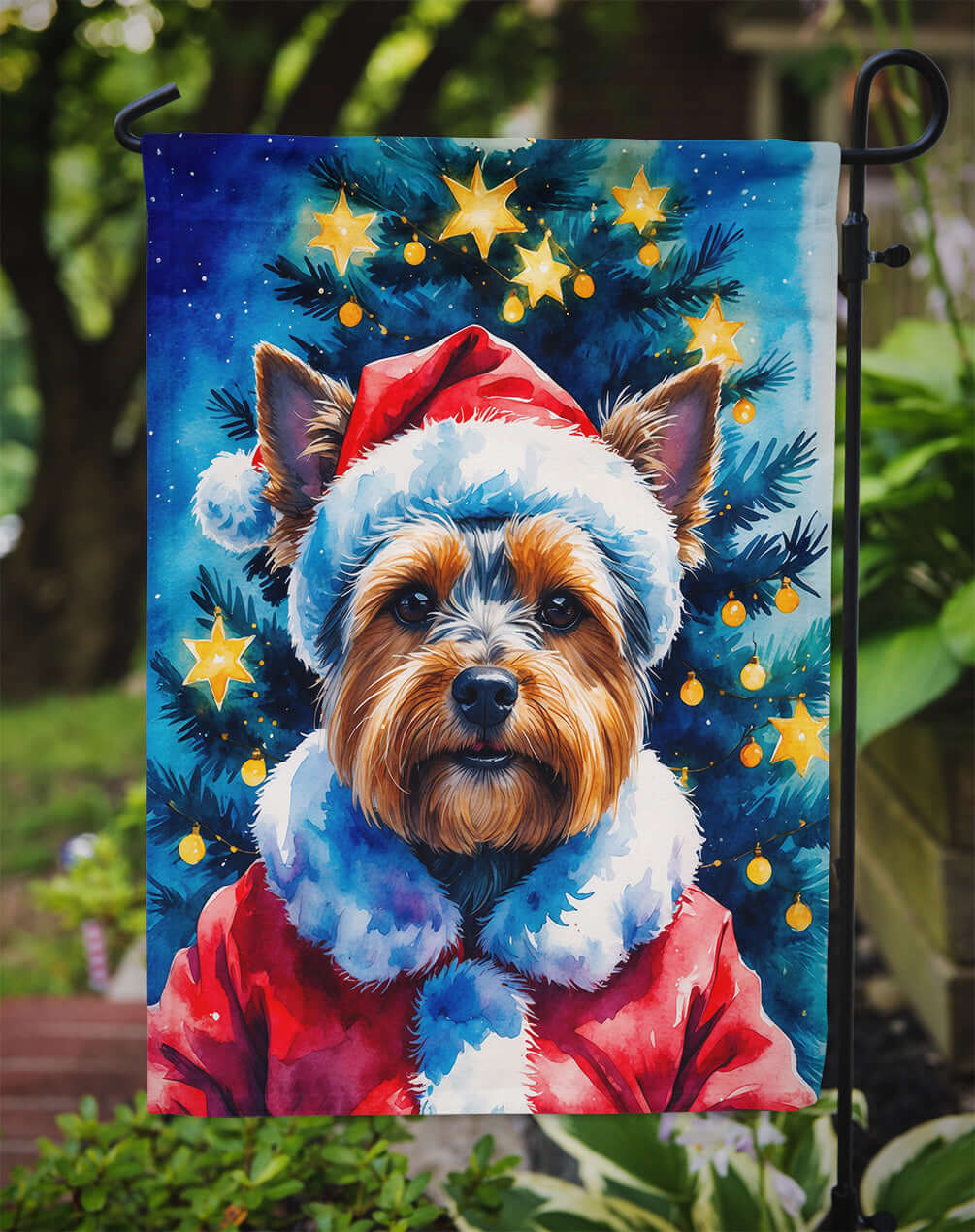 Yorkshire Terrier Christmas Garden Flag Mailbox Decorative Yard Banner Outside Patio Artwork for Flower Beds, Garden Size, Multicolor