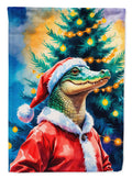 Alligator Christmas House Flag 28x40 Porch Sleeve Pole Decorative Outside Yard Banner Artwork Wall Hanging, Polyester